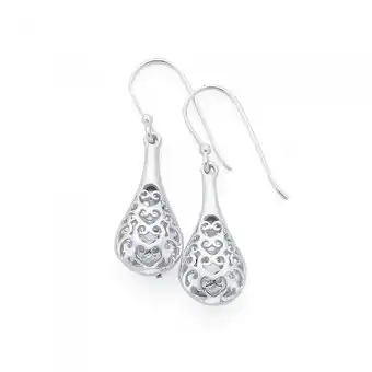 Prouds Silver scroll filigree bomber drop earrings offer