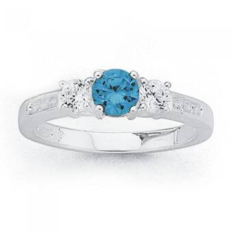 Prouds Sterling silver blue cubic zirconia dress ring offer