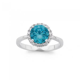 Prouds Sterling silver round blue cubic zirconia cluster ring offer
