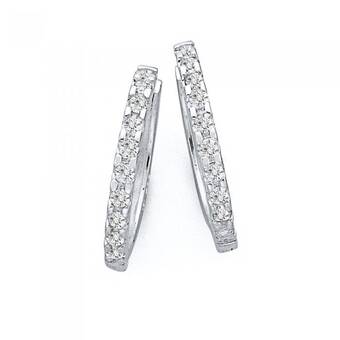 Prouds Sterling silver 15mm cubic zirconia hoop earrings offer