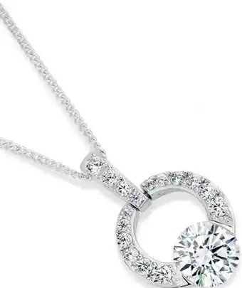 Sterling silver large cubic zirconia on cubic zirconia circle pendant