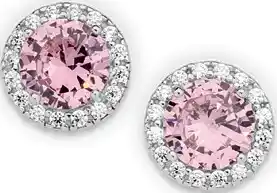 Sterling silver pink cubic zirconia cluster stud earrings