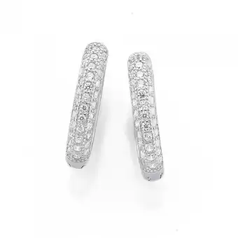 Sterling silver pave cubic zirconia rounded huggies
