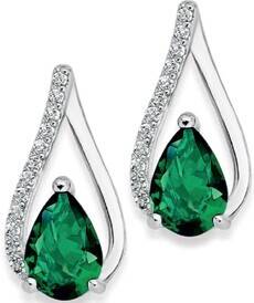 Prouds Sterling silver pear cubic zirconia loop earrings offer