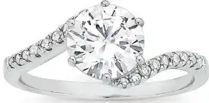 Sterling silver cubic zirconia solitaire on cubic zirconia twist band ring