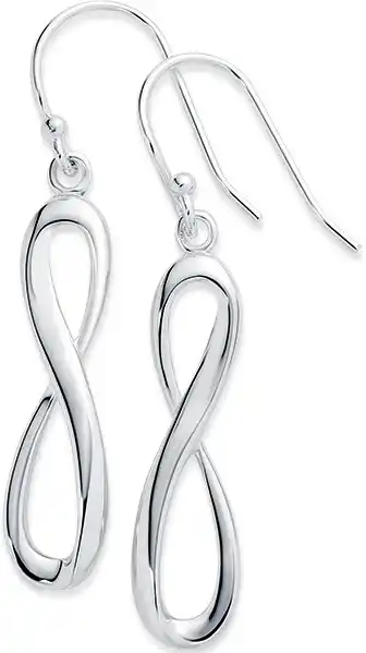 Prouds Sterling silver long off-centre infinity drop earrings offer