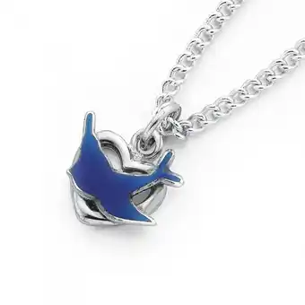 Sterling silver bluebird heart pendant