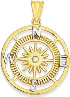 Prouds 9ct gold gents two tone compass pendant offer