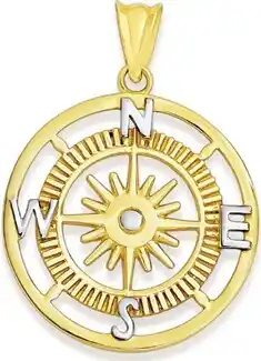 9ct gold gents two tone compass pendant