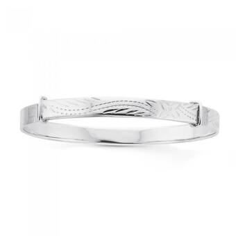 Prouds Sterling silver 4x40mm engraved children's expander bangle offer