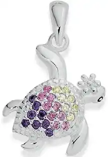 Prouds Sterling silver multi-colour cubic zirconia turtle pendant offer