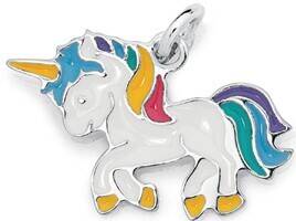 Prouds Sterling silver enamel unicorn pendant offer