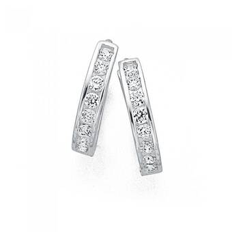 Prouds Sterling silver 12mm cubic zirconia hoop earrings offer