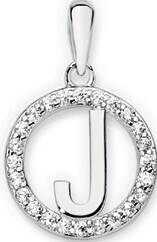 Prouds Sterling silver initial j in cubic zirconia round pendant offer