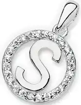 Prouds Sterling silver initial s in cubic zirconia round pendant offer