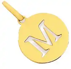 Prouds 9ct gold initial 'm' serif style round disc pendant offer