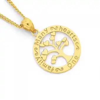 Prouds 9ct gold tree of life message pendant offer