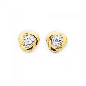 Prouds 9ct gold diamond in knot stud earrings offer