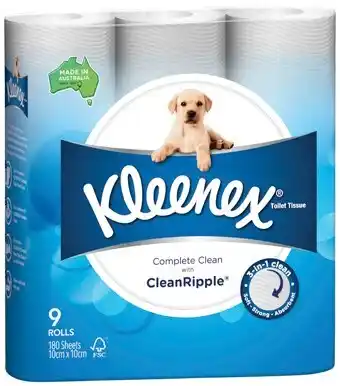 IGA Kleenex complete clean toilet tissue 9 pack offer