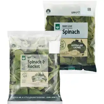 Woolworths Woolworths australian baby spinach or baby spinach & rocket 120g pack offer