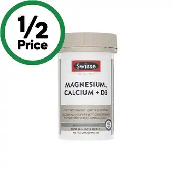 Woolworths Swisse ultiboost magnesium, calcium + d3 tablets pk 120 offer