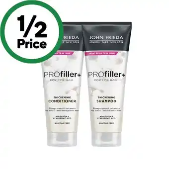 Woolworths John frieda profiller+ thickening shampoo or conditioner 250ml offer