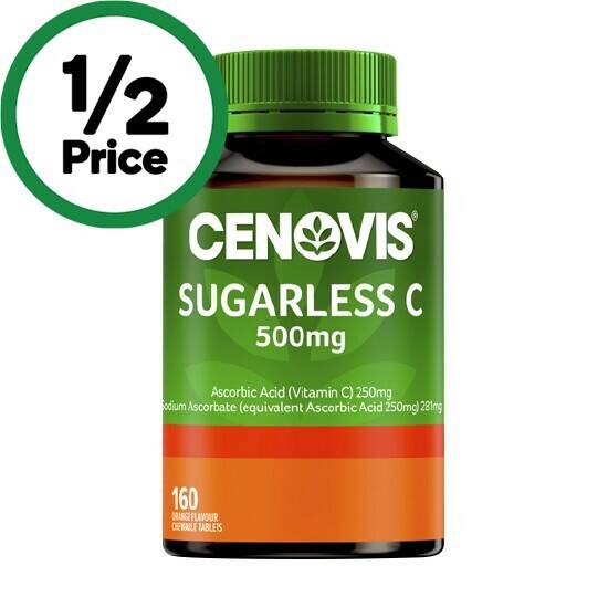 Cenovis sugarless vitamin c chewable 500mg tablets pk 160 offer at Woolworths