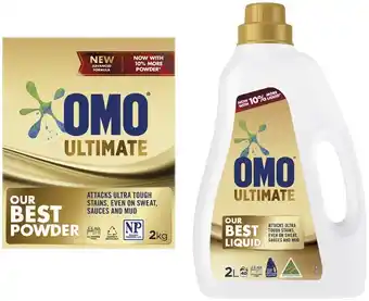 Coles Omo ultimate laundry liquid 2 litre or powder 2kg offer