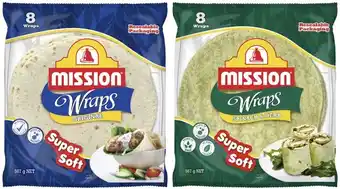 Coles Mission wraps 8 pack 567g offer