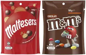 Coles Mars m&ms, maltesers and pods 120g-180g offer