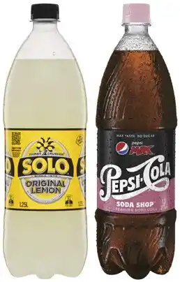Coles Pepsi, solo or sunkist soft drink 1.25 litre offer