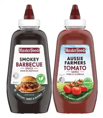 Coles Masterfoods smokey barbecue or aussie farmers tomato sauce 500ml offer