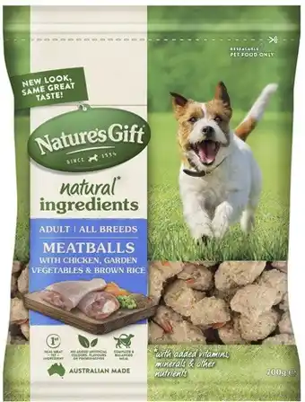 Coles Nature's gift just natural meatballs dog food 650g-700g offer