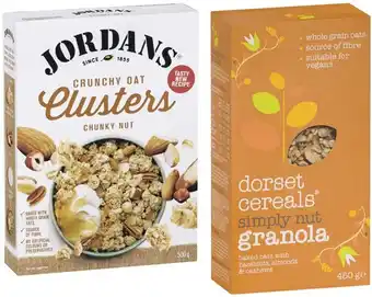 Coles Jordans granola or oat clusters 500g-750g or dorset granola or muesli 450g offer