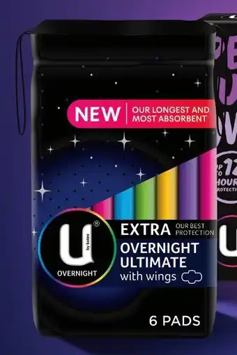 Coles U by kotex overnight ultimate pads with wings 6 pack offer