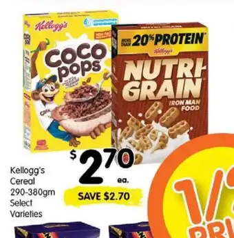 Spar Kellogg's cereal 290-380g offer