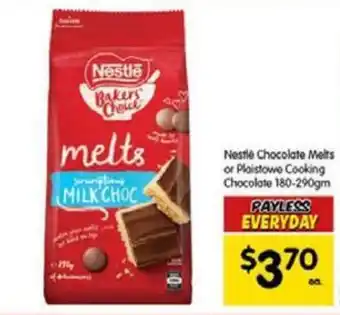 Spar Nestle chocolate melts 180-290g offer