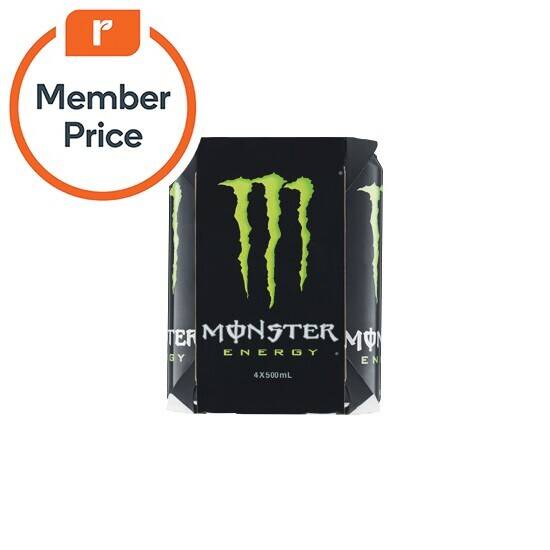 Monster energy drink varieties 4 x 500ml offer at Woolworths