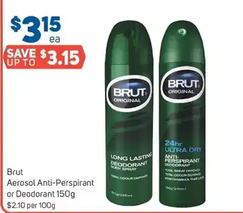 Foodland Brut aerosol anti-perspirant or deodorant 150g offer