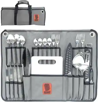 Rough country canvas cutlery roll-24 piece stainless steel