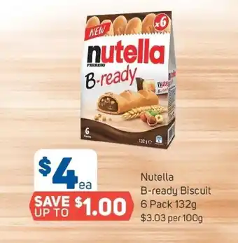 Foodland Nutella b-ready biscuit 6 pack 132g offer