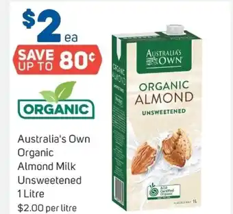 Foodland Australia's own organic almond milk unsweetened 1L offer