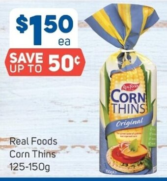 Foodland Real foods corn thins 125-150g offer