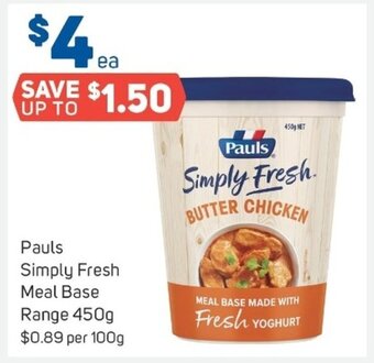 Foodland Pauls simply fresh meal base range 450g offer
