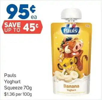 Foodland Pauls yoghurt squeeze 70g offer