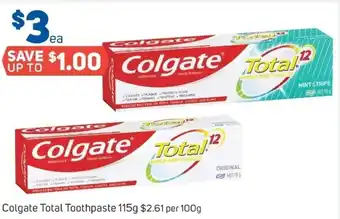 Foodland Colgate total toothpaste 115g offer