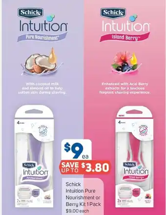Foodland Schick intuition pure nourishment or berry kit offer