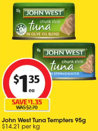 Coles John West Tuna Tempters 95g offer