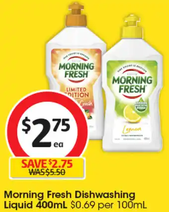 Coles Morning Fresh Dishwashing Liquid 400mL offer