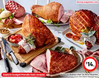 Coles Bertocchi Brothers Ham On Bone Quarters offer